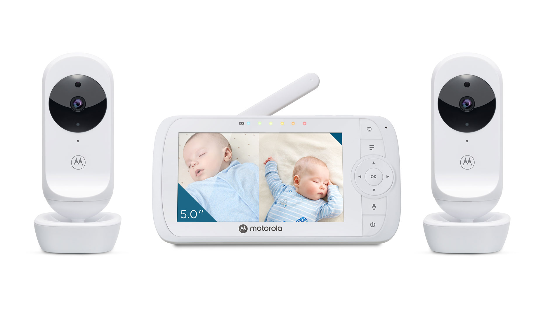 VM35-2 5 Inch Video Baby Monitor with antenna and cameras - front facing - Product image