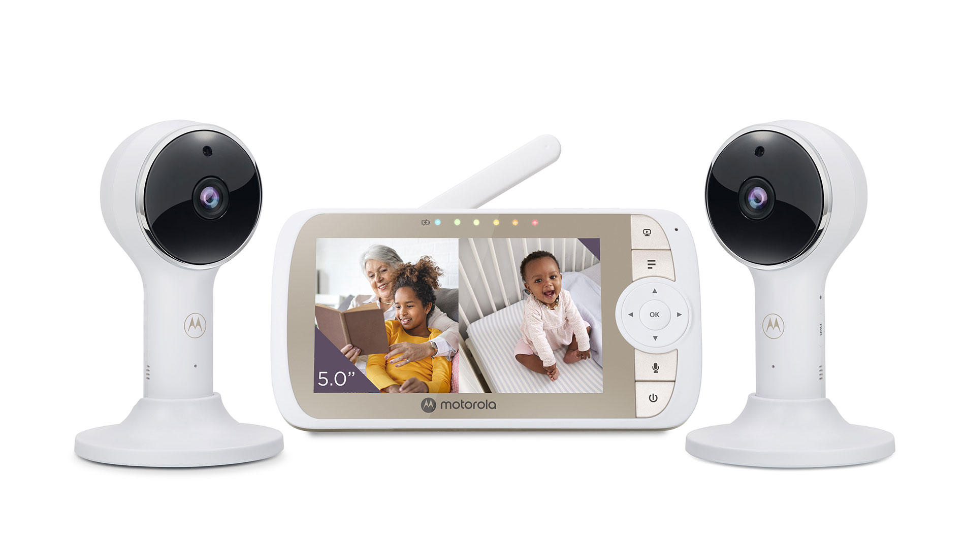 Motorola VM65-2 5 inch Video Baby Monitor 2 camera split screen set