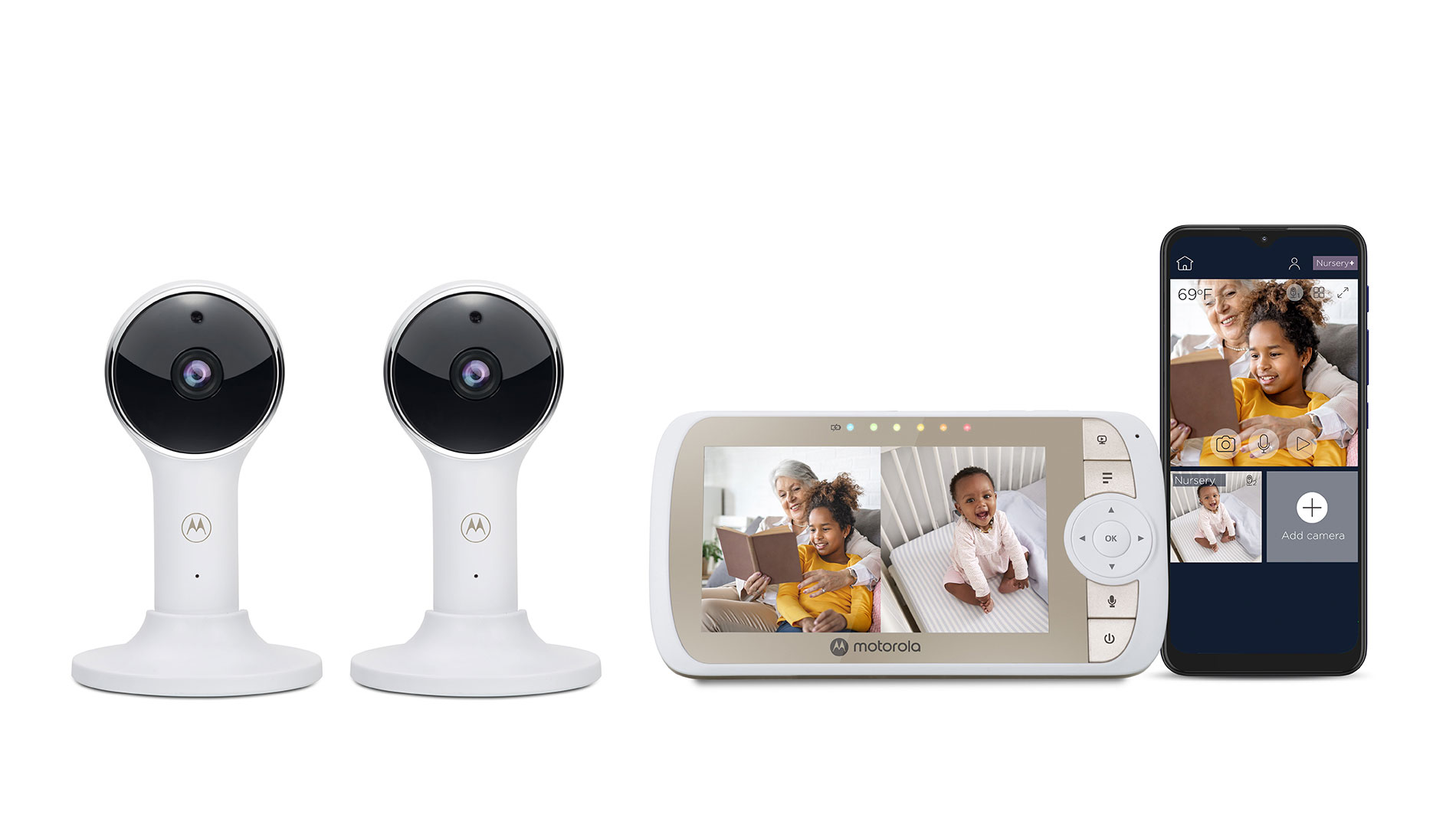 fokus Medicin Blå Motorola Nursery | VM 65-2 Connected Baby Monitor - 2 camera set