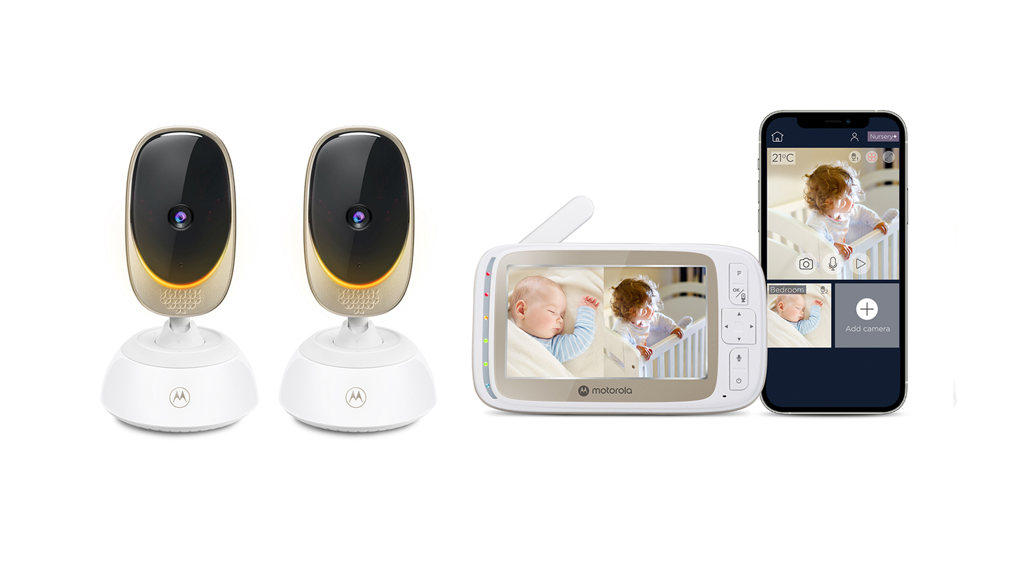 VM85-2 CONNECT Split Screen 5.0 inch Wi-Fi® Video Baby Monitor with Mood Light - 2 camera set with cell - Product image